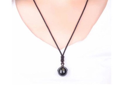 Kaklo papuošalas natūralaus akmens Obsidian Black; 12mm, 16mm