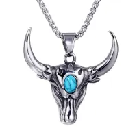 Kaklo papuošalas Buffalo sidabro spalvos; 40x44mm