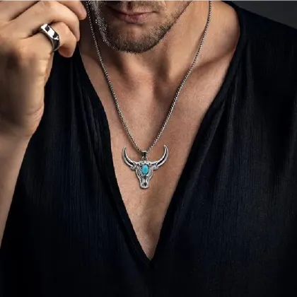 Kaklo papuošalas Buffalo sidabro spalvos; 40x44mm