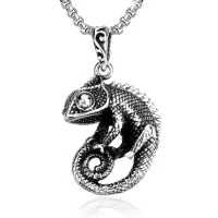 Kaklo papuošalas Chameleonas sidabro spalvos; 27x35mm