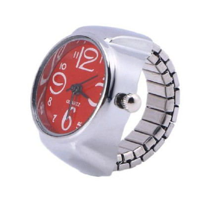 Laikrodis žiedas Time Red, kvarcinis; universalaus dydžio Laikrodis žiedas Time Red, kvarcinis; universalaus dydžio