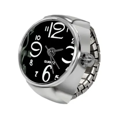 Laikrodis žiedas Time Black, kvarcinis; universalaus dydžio