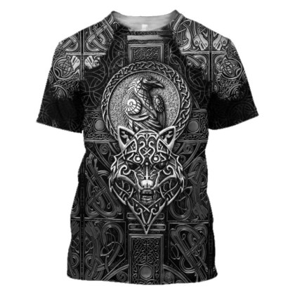 Marškinėliai trumpomis rankovėmis Nordic Fenrir Wolf; L, XL Marškinėliai trumpomis rankovėmis Nordic Fenrir Wolf; L, XL