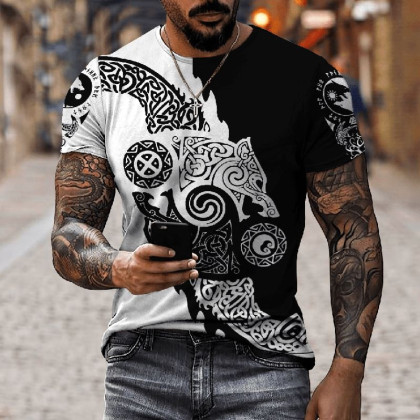 Marškinėliai trumpomis rankovėmis Viking Wolf; L, XL Marškinėliai trumpomis rankovėmis Viking Wolf; L, XL