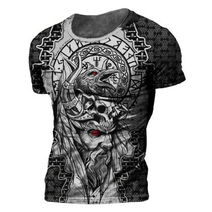 Marškinėliai trumpomis rankovėmis Odin Raven Crow; L, XL Marškinėliai trumpomis rankovėmis Odin Raven Crow; L, XL