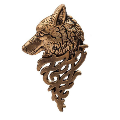 Segė Vilkas aukso spalvos, 3.2x5.4cm Segė Vilkas aukso spalvos, 3.2x5.4cm