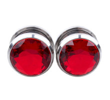 Auskarai tuneliai Diamond Red, 2vnt; 6mm, 8mm, 10mm, 12mm, 14mm, 16mm