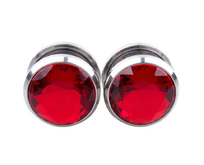 Auskarai tuneliai Diamond Red, 2vnt; 6mm, 8mm, 10mm, 12mm, 14mm, 16mm