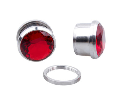 Auskarai tuneliai Diamond Red, 2vnt; 6mm, 8mm, 10mm, 12mm, 14mm, 16mm