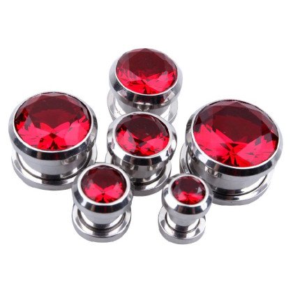 Auskarai tuneliai Diamond Red, 2vnt; 6mm, 8mm, 10mm, 12mm, 14mm, 16mm Auskarai tuneliai Diamond Red, 2vnt; 6mm, 8mm, 10mm, 12mm, 14mm, 16mm