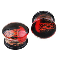 Auskarai tuneliai Acryl 3D Red Jellyfish, 2vnt; 8mm, 10mm, 12mm, 14mm, 16mm