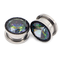 Auskarai tuneliai Diamond Black Rainbow, 2vnt; 8mm, 10mm, 12mm, 14mm