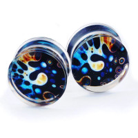 Auskarai tuneliai Acryl Starry sky, 2vnt; 6mm, 8mm, 10mm, 12mm, 14mm, 16mm