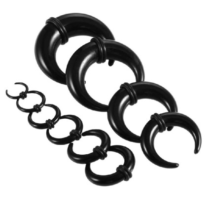 Ausų tunelių išplėtėjų rinkinys Moon Black; 2mm, 3mm, 4mm, 5mm, 6mm, 8mm, 10mm Ausų tunelių išplėtėjų rinkinys Moon Black; 2mm, 3mm, 4mm, 5mm, 6mm, 8mm, 10mm