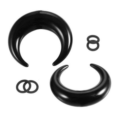 Ausų tunelių išplėtėjų rinkinys Moon Black; 2mm, 3mm, 4mm, 5mm, 6mm, 8mm, 10mm Ausų tunelių išplėtėjų rinkinys Moon Black; 2mm, 3mm, 4mm, 5mm, 6mm, 8mm, 10mm