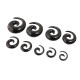 Auskarai spiraliniai tuneliai sraigės Snail Black, 2vnt; 2mm, 3mm, 4mm, 5mm, 6mm, 8mm