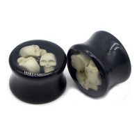 Auskarai tuneliai Acryl 3D Skull, 2vnt; 8mm, 10mm, 12mm, 14mm, 16mm, 18mm