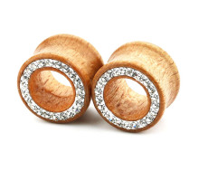 Auskarai tuneliai mediniai Wood Classic Diamond, 2 vnt; 8mm, 10mm, 12mm, 14mm, 16mm