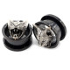 Auskarai tuneliai Wild Cat Black, 2 vnt; 8mm, 10mm, 12mm, 14mm, 16mm