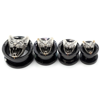 Auskarai tuneliai Wild Cat Black, 2 vnt; 8mm, 10mm, 12mm, 14mm, 16mm Auskarai tuneliai Wild Cat Black, 2 vnt; 8mm, 10mm, 12mm, 14mm, 16mm