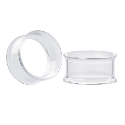 Auskarai tuneliai Transparent Acryl, 2vnt; 6mm, 8mm, 10mm, 12mm, 14mm, 16mm, 18mm, 20mm, 22mm