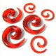 Auskarai spiraliniai tuneliai sraigės Snail Red, 2vnt; 2mm, 3mm, 4mm, 5mm, 6mm, 8mm