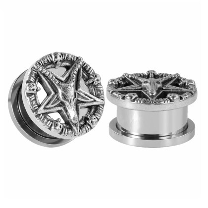 Auskarai tuneliai Devil Star, 2vnt; 8mm, 10mm, 12mm, 14cm