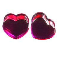 Auskarai tuneliai Acryl Heart Red, 2vnt; 8mm, 10mm, 12mm, 14mm, 16mm, 18mm, 20mm
