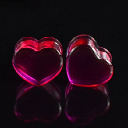 Auskarai tuneliai Acryl Heart Red, 2vnt; 8mm, 10mm, 12mm, 14mm, 16mm, 18mm, 20mm Auskarai tuneliai Acryl Heart Red, 2vnt; 8mm, 10mm, 12mm, 14mm, 16mm, 18mm, 20mm
