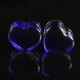 Auskarai tuneliai Acryl Heart Purple, 2vnt; 8mm, 10mm, 12mm, 14mm, 16mm, 18mm, 20mm