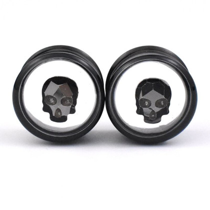 Auskarai tuneliai Skull Crystal Black, 2vnt; 8mm, 10mm, 12mm, 14mm, 16mm Auskarai tuneliai Skull Crystal Black, 2vnt; 8mm, 10mm, 12mm, 14mm, 16mm