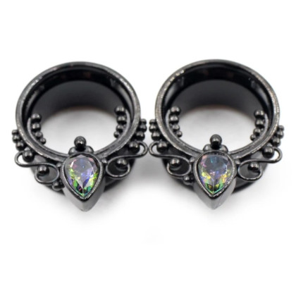 Auskarai tuneliai Teardrop black, 2 vnt; 8mm, 10mm, 12mm, 14mm, 16mm Auskarai tuneliai Teardrop black, 2 vnt; 8mm, 10mm, 12mm, 14mm, 16mm
