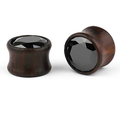 Auskarai tuneliai mediniai Wood Black Zirconia, 2 vnt; 8mm, 10mm, 12mm, 14mm, 16mm Auskarai tuneliai mediniai Wood Black Zirconia, 2 vnt; 8mm, 10mm, 12mm, 14mm, 16mm
