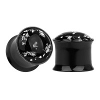 Auskarai tuneliai 3D Space Black, 2vnt; 6mm, 8mm, 10mm, 12mm, 14mm, 16mm, 18mm, 20mm, 22mm, 25mm