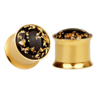 Auskarai tuneliai 3D Space Gold, 2vnt; 6mm, 8mm, 10mm, 12mm, 14mm, 16mm, 18mm, 20mm, 22mm, 25mm