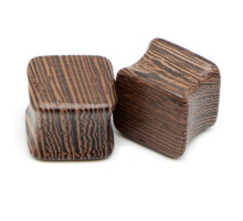 Auskarai tuneliai mediniai Wood Square, 2 vnt; 8mm, 10mm, 12mm, 14mm, 16mm, 18mm, 20mm