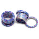 Auskarai tuneliai Marble Blue, 2vnt; 6mm, 8mm, 10mm, 12mm, 14mm, 16mm
