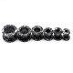 Auskarai tuneliai Marble Black, 2vnt; 6mm, 8mm, 10mm, 12mm, 14mm, 16mm