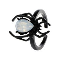 Žiedas Spider Opal Black; 17.5-21 pritaikomo dydžio