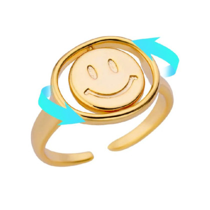 Žiedas Smile and Sad Gold; 16.5-21 pritaikomo dydžio Žiedas Smile and Sad Gold; 16.5-21 pritaikomo dydžio