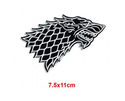 Antsiuvas medžiaginis Black Wolf; 7.5x11cm