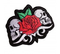 Antsiuvas medžiaginis Rose&Skulls; 8x10cm