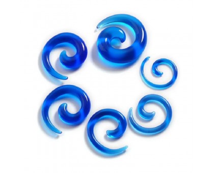 Auskarai spiraliniai tuneliai sraigės Snail Blue, 2vnt; 2mm, 3mm, 4mm, 5mm, 6mm, 8mm