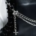 Avalynės pakabukas Chain Four Skulls sidabro spalvos; 24/27cm