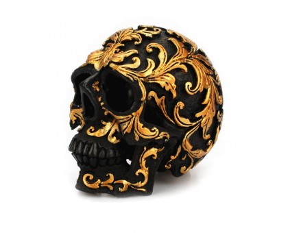 Dekoracija 3D kaukolė Calavera Mini Black Gold; 10x6x8.5cm