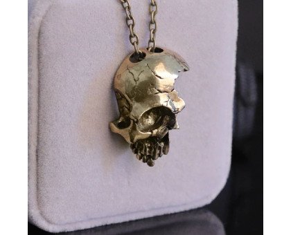 Kaklo papuošalas Oxygene Skull Gold; 32x24mm