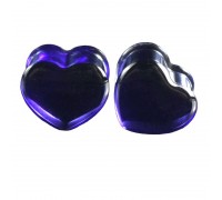 Auskarai tuneliai Acryl Heart Purple, 2vnt; 8mm, 10mm, 12mm, 14mm, 16mm, 18mm, 20mm