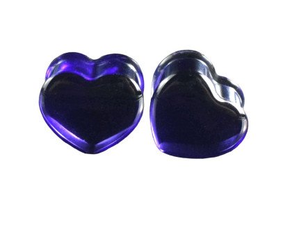 Auskarai tuneliai Acryl Heart Purple, 2vnt; 8mm, 10mm, 12mm, 14mm, 16mm, 18mm, 20mm
