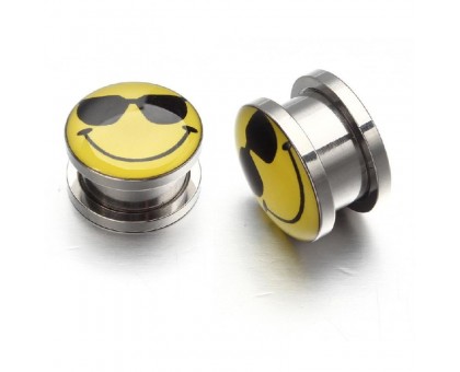 Auskarai tuneliai Happy Smile, 2vnt; 6mm, 8mm, 10mm, 12mm, 14mm, 16mm, 18mm