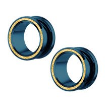 Auskarai tuneliai Steel Planet Blue, 2vnt; 6mm, 8mm, 10mm, 12mm, 14mm, 16mm